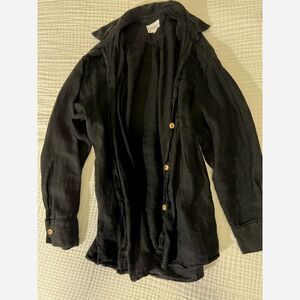 MATE the Label Organic Linen Oversized Button Down in Black